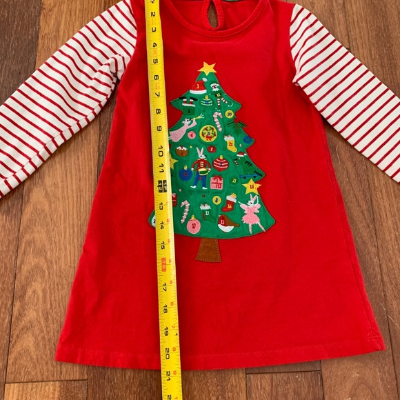 Toddler Girls Red Christmas Tree Cotton Appliqué Dress 4T - Picture 3 of 6